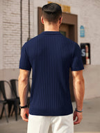 Men's Premium Ribbed Knit Zip Polo Shirt