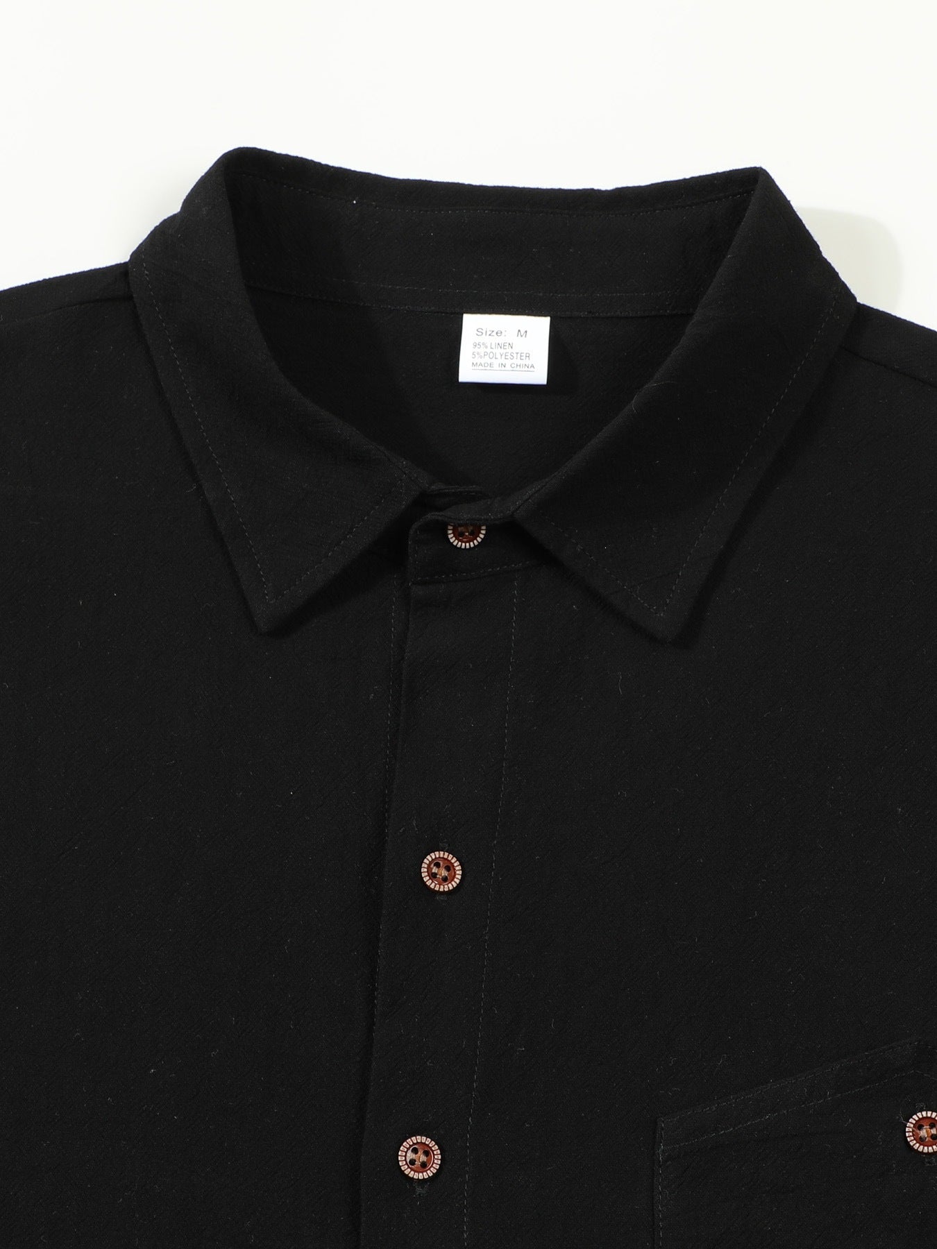 Conjunto casual de camisa de manga larga y pantalones - Lino de corte holgado con cuello