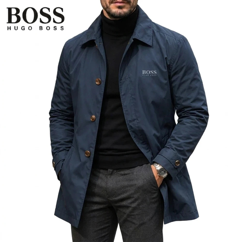 Men's Classic Button-Front Collared Coat – Timeless Everyday Style