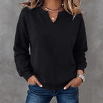 Cotton V-Neck Pullover Sweatshirt