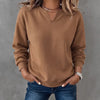 Cotton V-Neck Pullover Sweatshirt