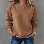 Cotton V-Neck Pullover Sweatshirt
