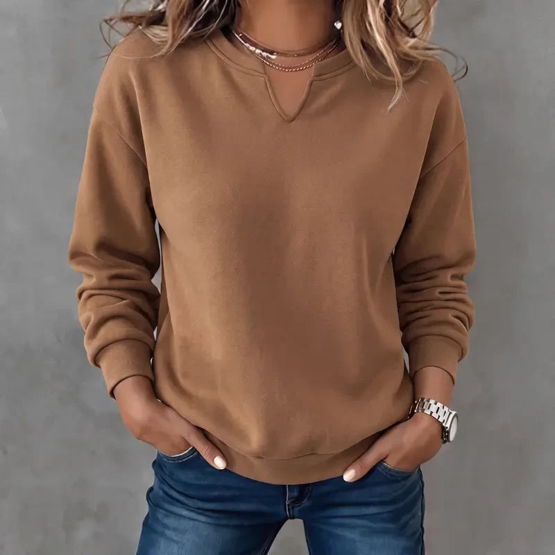 Cotton V-Neck Pullover Sweatshirt