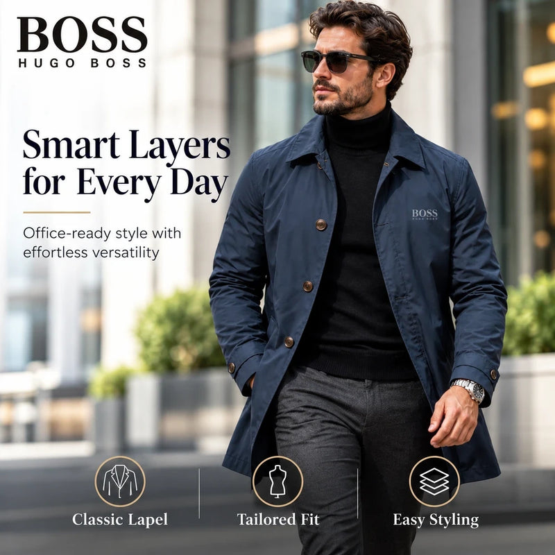 Men's Classic Button-Front Collared Coat – Timeless Everyday Style