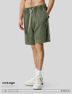 Herren-Workout-Shorts aus gewaschener Baumwolle mit Taschen