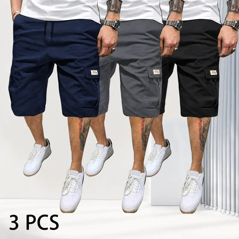 Pantalones cortos transpirables para hombre con cordón y bolsillos