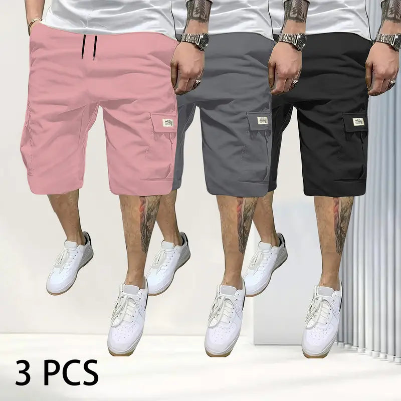 Pantalones cortos transpirables para hombre con cordón y bolsillos