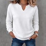 Cotton V-Neck Pullover Sweatshirt