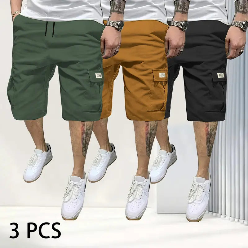 Pantalones cortos transpirables para hombre con cordón y bolsillos