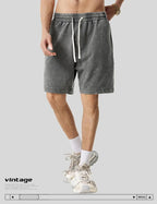 Herren-Workout-Shorts aus gewaschener Baumwolle mit Taschen