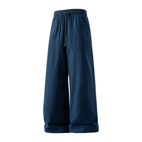 Pantalones ligeros de lino y algodón con cintura de cordón