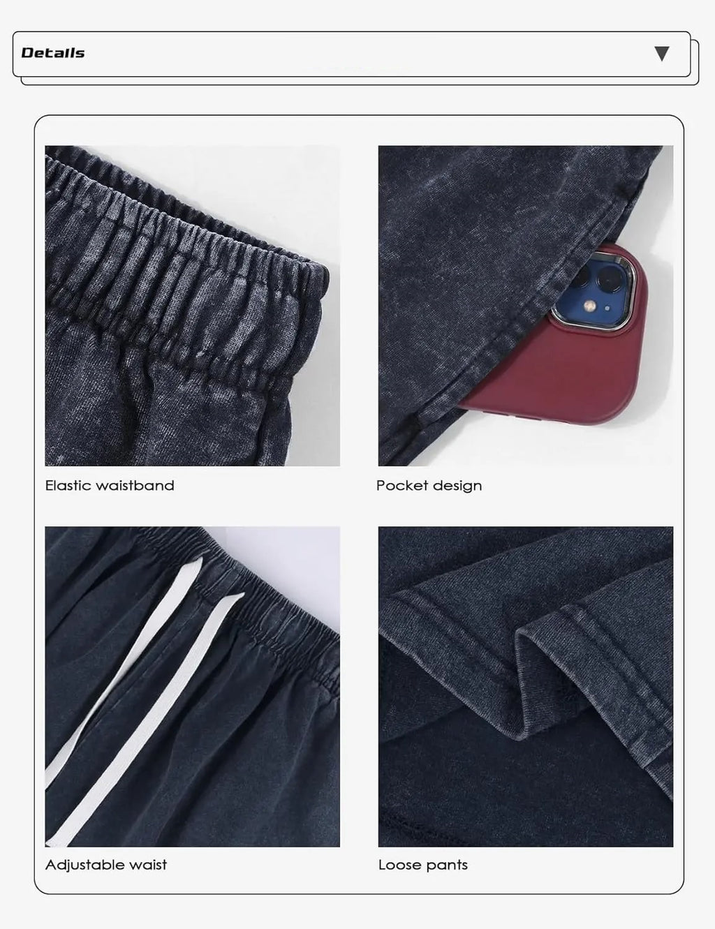 Herren-Workout-Shorts aus gewaschener Baumwolle mit Taschen