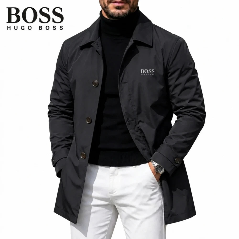 Men's Classic Button-Front Collared Coat – Timeless Everyday Style