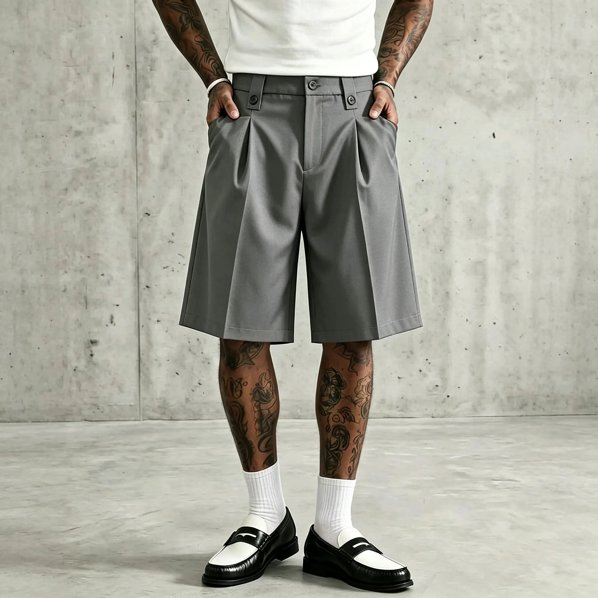 Men’s Old Money Pleated Suit Shorts