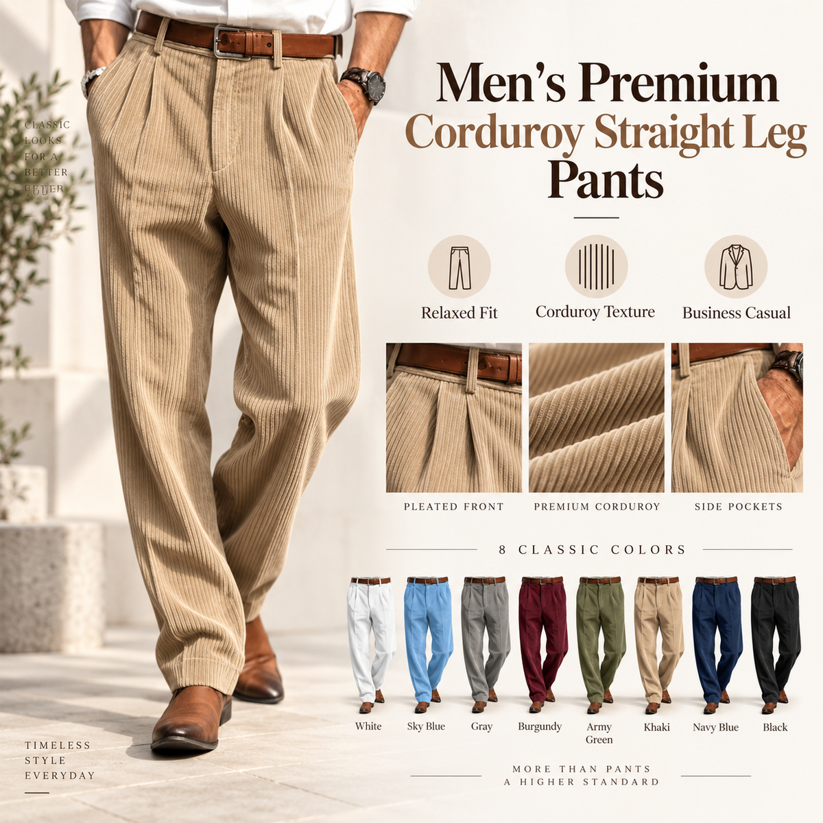 Men's Premium Corduroy Straight Leg Pants