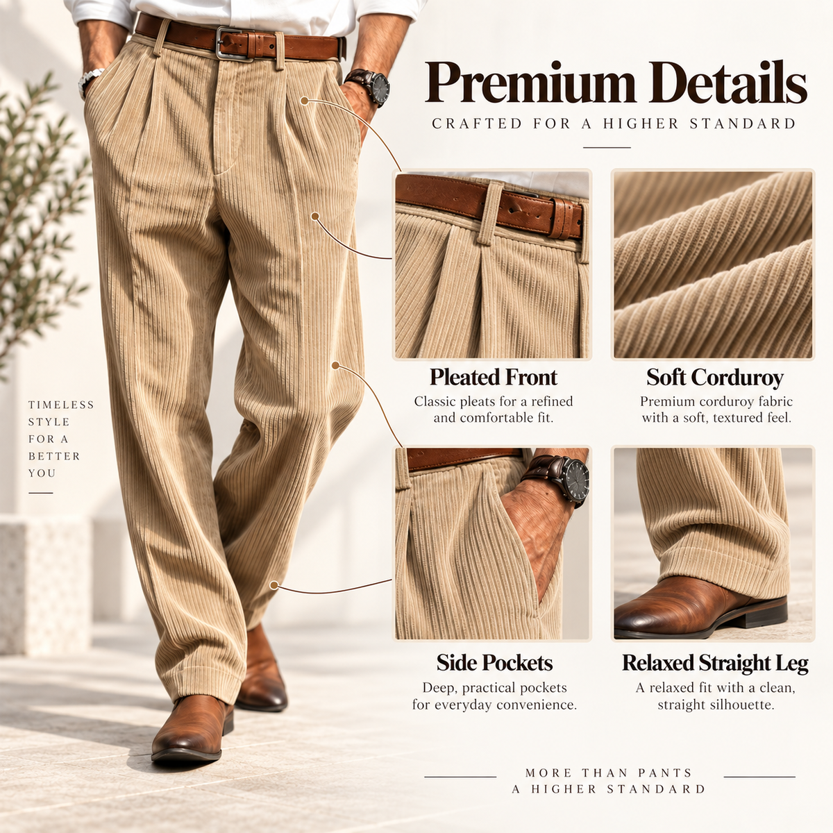 Men's Premium Corduroy Straight Leg Pants