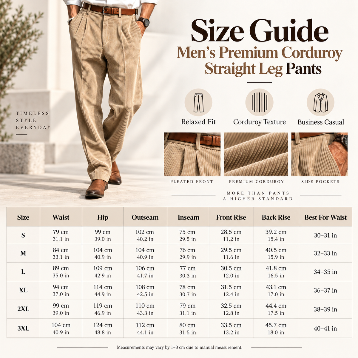 Men's Premium Corduroy Straight Leg Pants