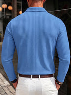 Long Sleeve Quarter Zip Ribbed Polo Shirt