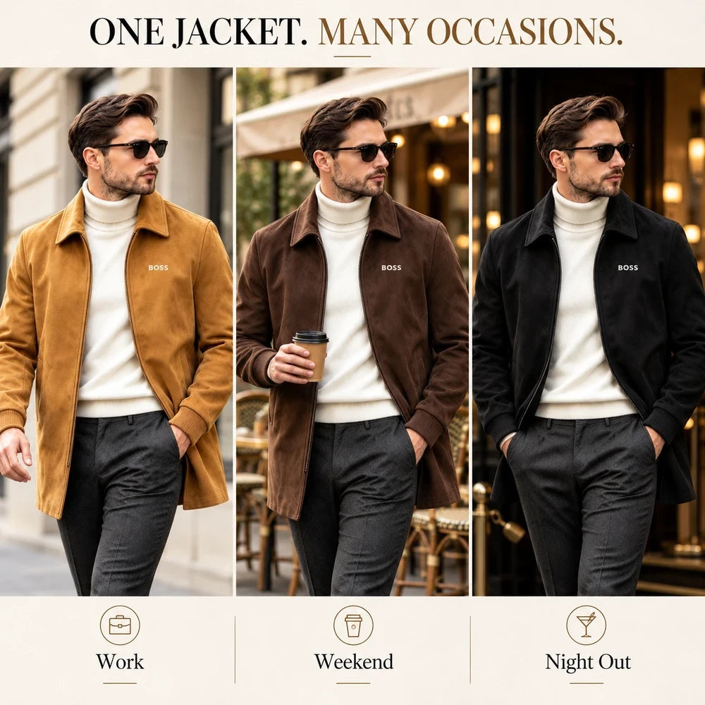 Men’s Premium-Look Suede Jacket – Timeless Everyday Style