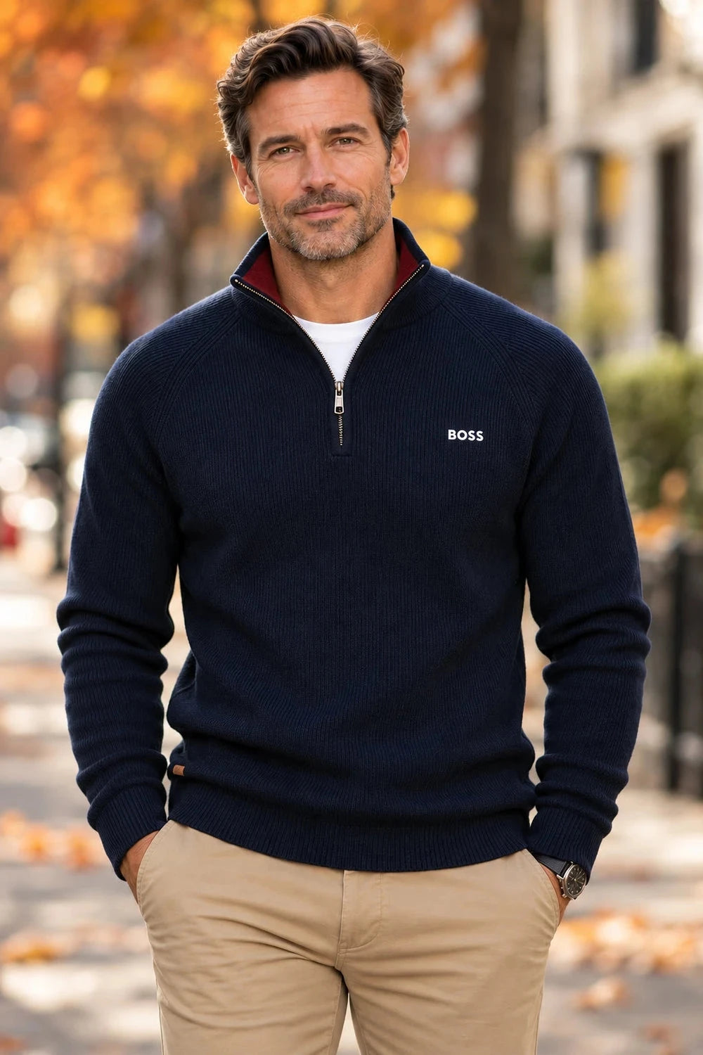 Refined Quarter Zip Sweater
