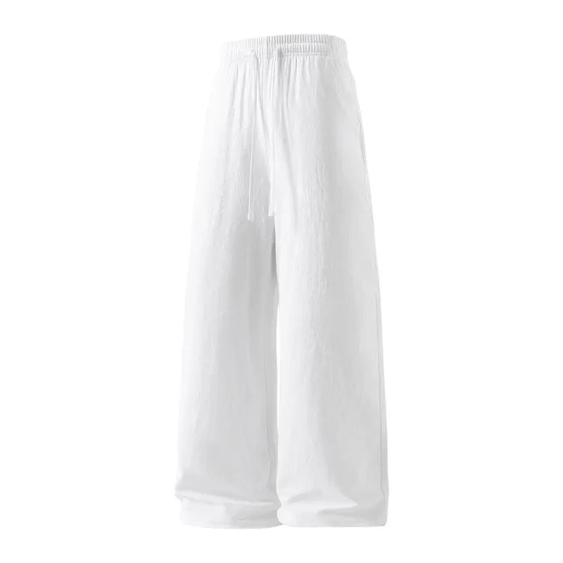 Pantalones ligeros de lino y algodón con cintura de cordón