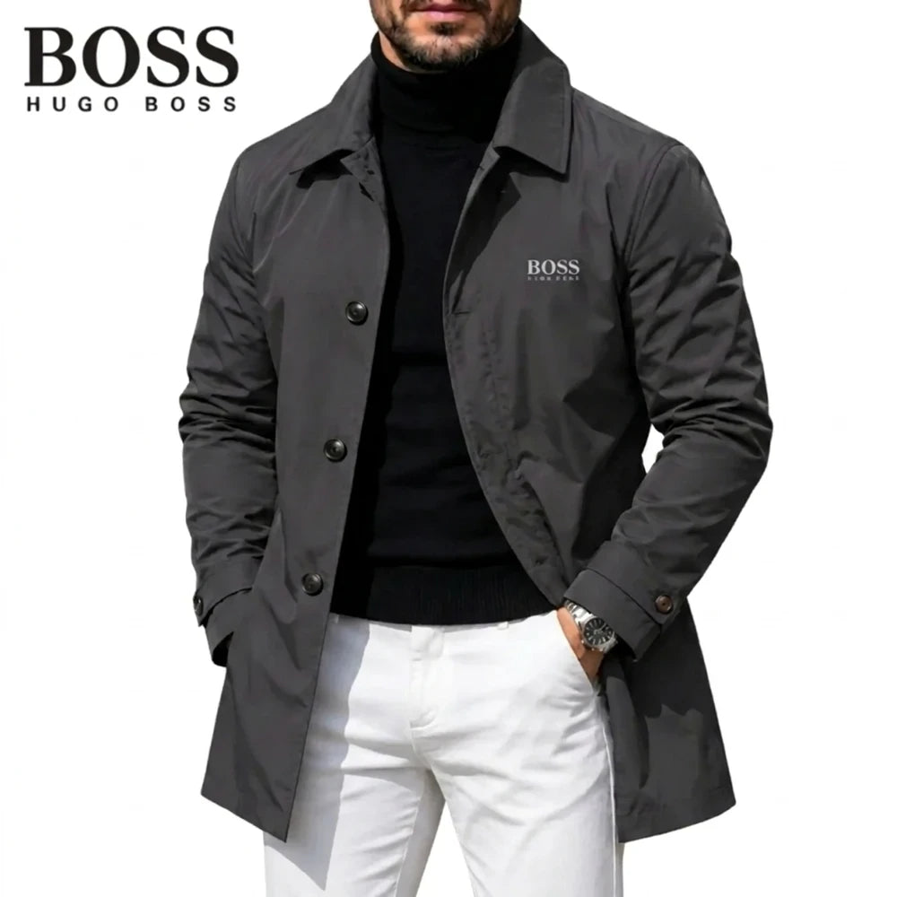 Men's Classic Button-Front Collared Coat – Timeless Everyday Style