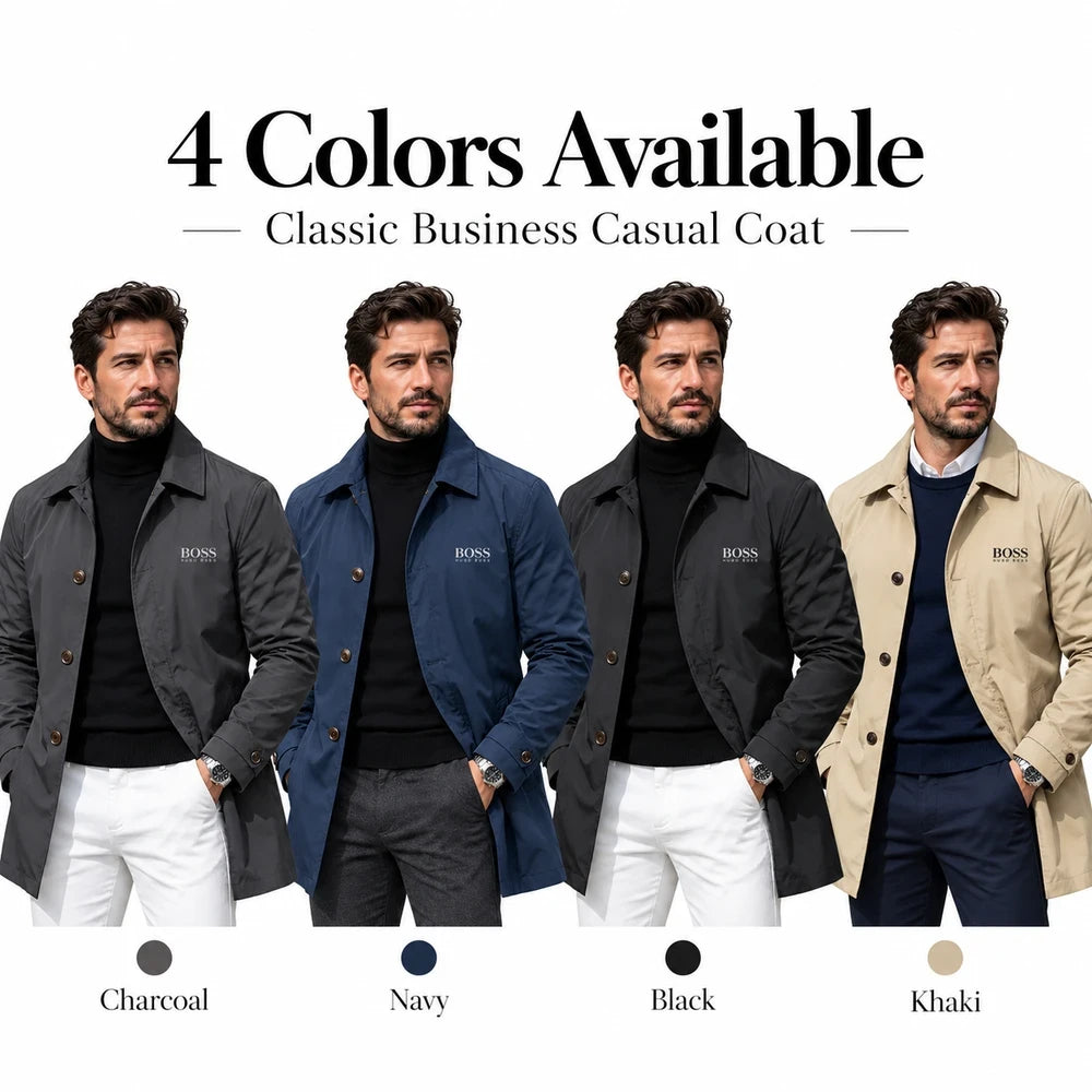 Men's Classic Button-Front Collared Coat – Timeless Everyday Style