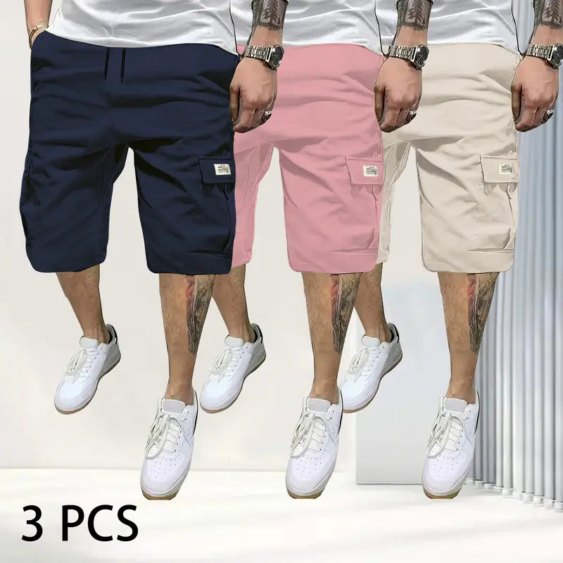 Pantalones cortos transpirables para hombre con cordón y bolsillos