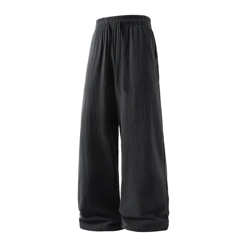 Pantalones ligeros de lino y algodón con cintura de cordón