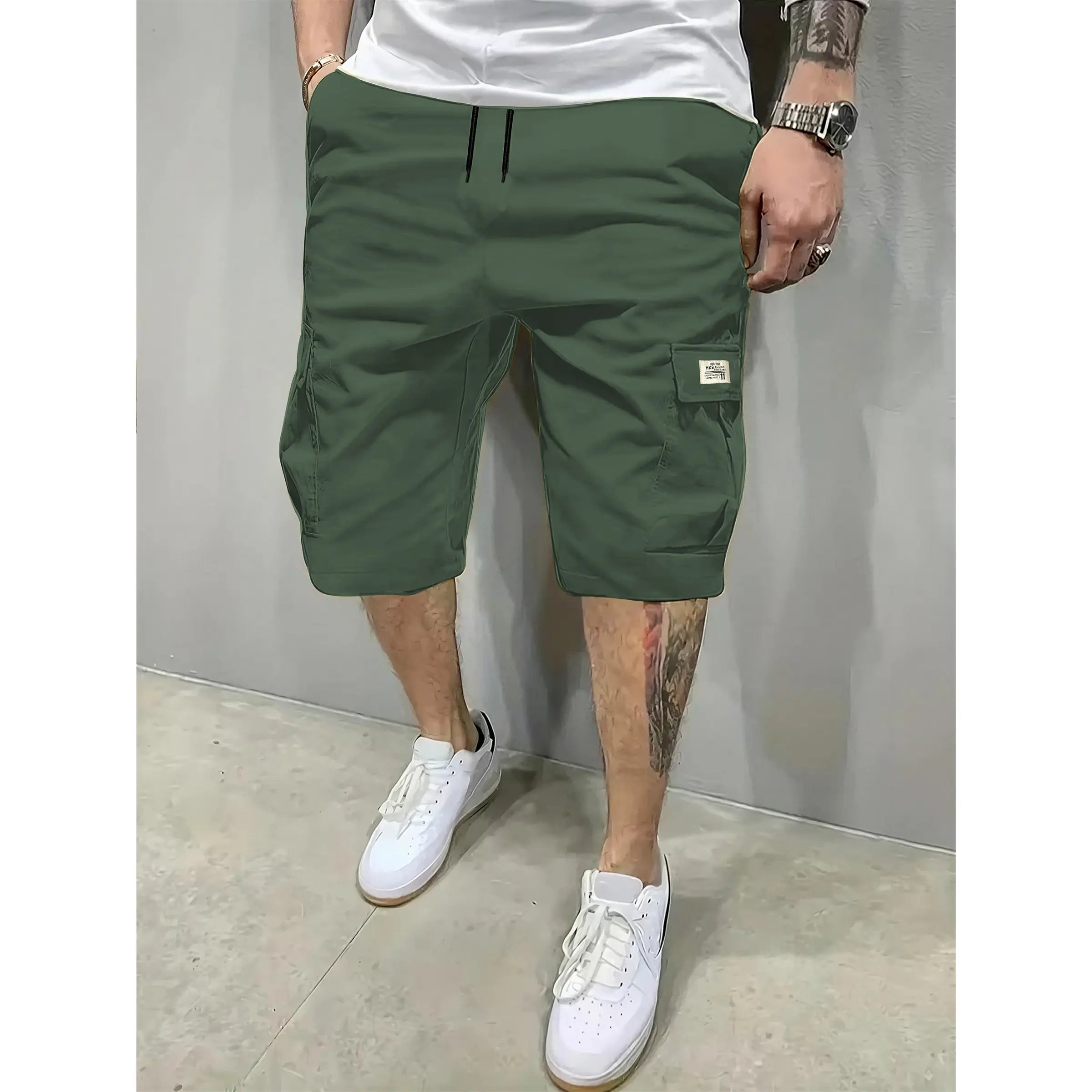 Pantalones cortos transpirables para hombre con cordón y bolsillos