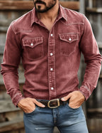 Washed Cotton Button Work Shirt