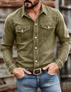 Washed Cotton Button Work Shirt