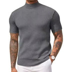 👕 LIMITED-TIME 50% OFF✨ Men's Slim Mock Neck T-Shirt – Ribbed, Short Sleeve, 6 Colors 🍁