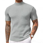 👕 LIMITED-TIME 50% OFF✨ Men's Slim Mock Neck T-Shirt – Ribbed, Short Sleeve, 6 Colors 🍁