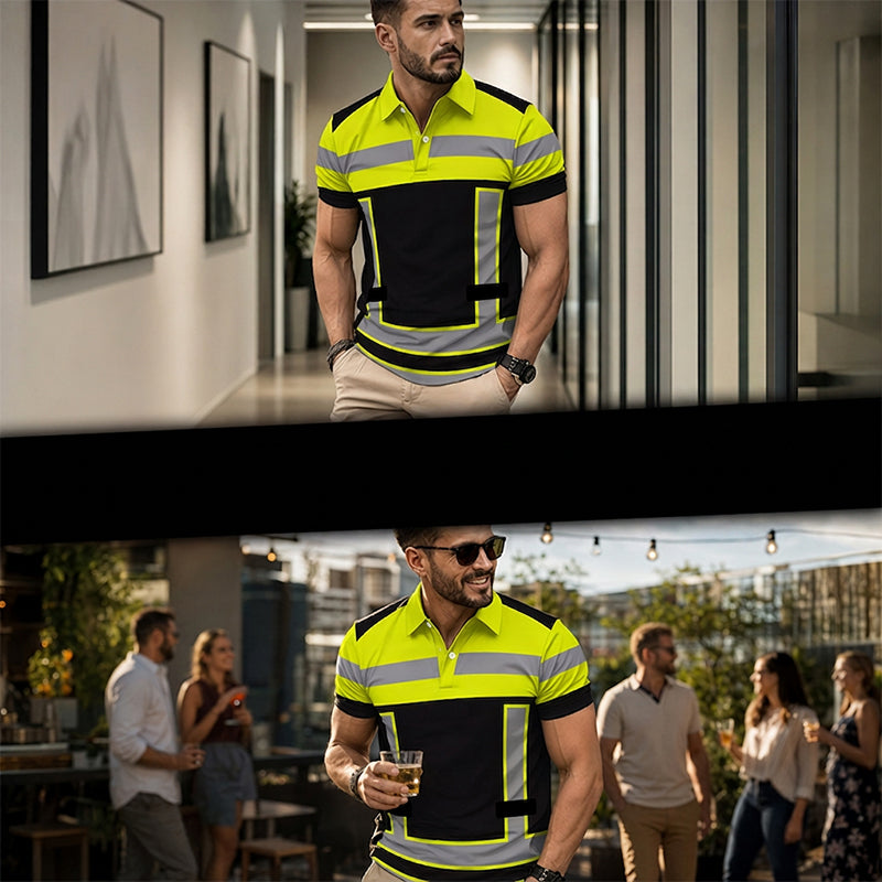 Camisa de manga corta de alta visibilidad con detalles reflectantes para hombre