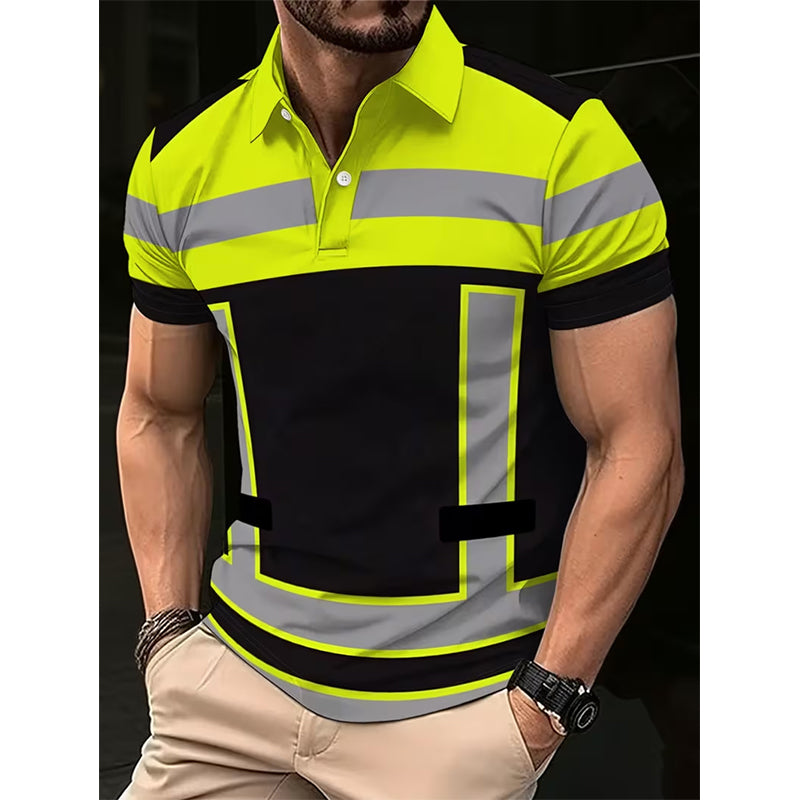 Camisa de manga corta de alta visibilidad con detalles reflectantes para hombre