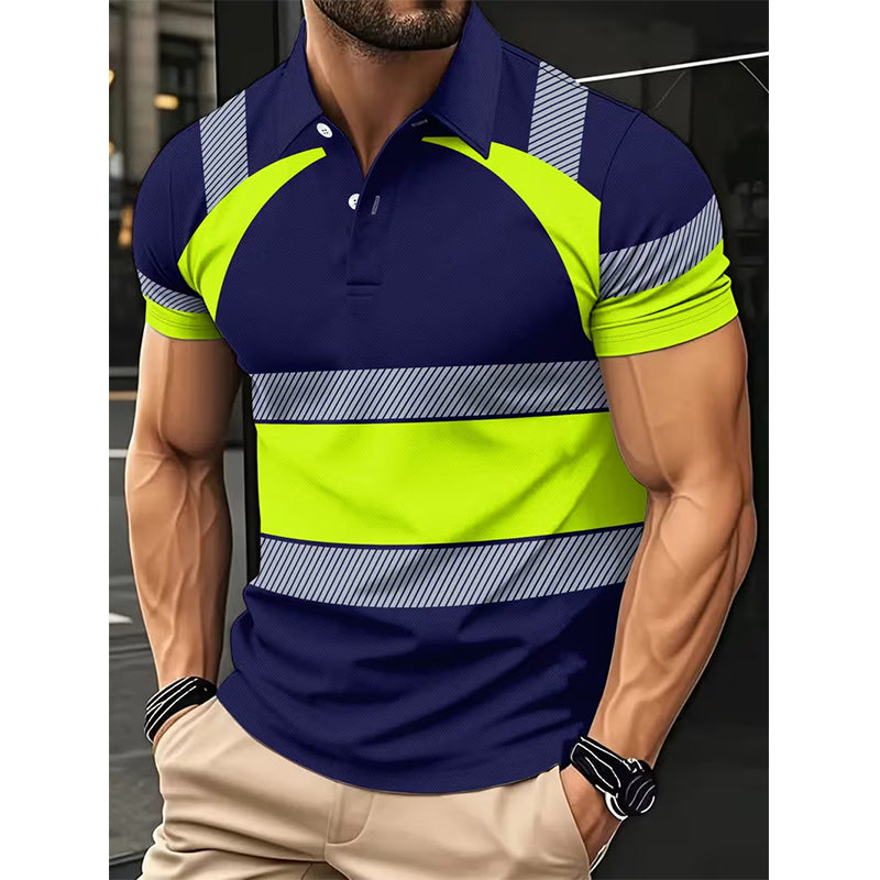 Camisa de manga corta de alta visibilidad con detalles reflectantes para hombre